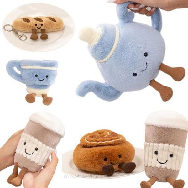 Fun Hot Sell Cookie Plush Doll Pentant Cake Baguette Cinnamon Teapot Coffee Cup Plush Toy Home Decor Gift For ChildrenXJ260314