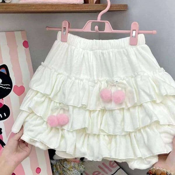 Japanese Sweet Lolita Mini Skirts Women Harajuku Slim High Waist Ruffles Y2k Aesthetic Elegant Fashion Party Skirt Z260314
