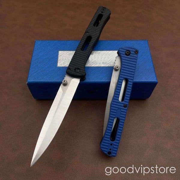 2Models 417BK knife Fact Folding Knife 3.85 S30V Black DLC Spear Point Blade, Grivory Handles