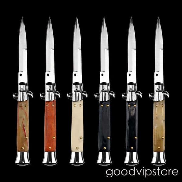 12Models 2025 Italian Style Folding Knife 3.77 knife 440C Blade, Acrylic Handles