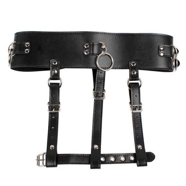 11A Chastity Female Masturbator Harness Strap Sex Toys for Women Adjustable Adult Product Magic Wand Holder SM Bondage PU Leather