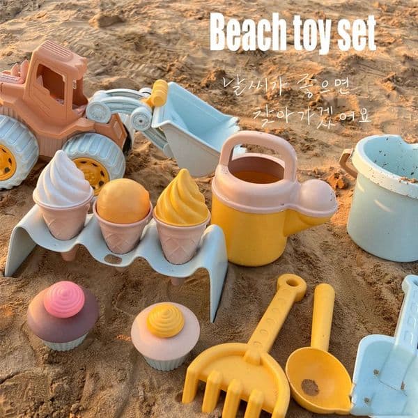 Summer Beach Toy for Kids Soft Silicone Sandbox Set Beach Game Toy for Send Children Beach Play Sand Water Play Tools Beach Cart 260312