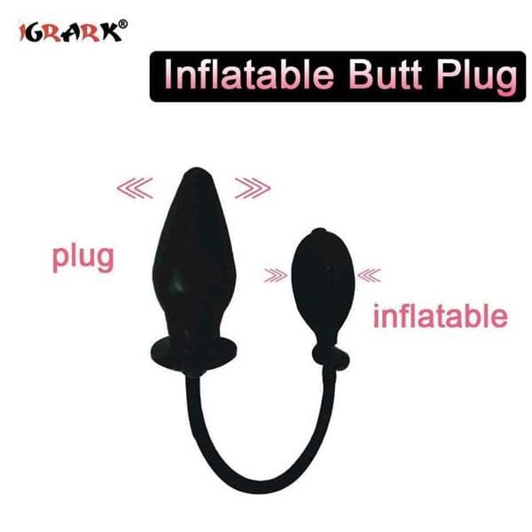 Soft Black Pump Up Air-Filled Silicone Inflatable Anal Dildo Butt Plug Dilator Anus Massager Sex Toy for Women Men Gay 1P8a