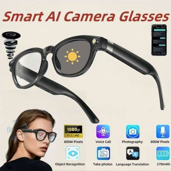 800Mp Camera Bluetooth Smart Glasses With Calling Playing Music Object Recognition AI Translation Multifunction