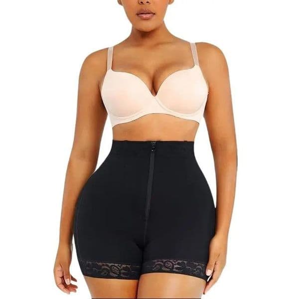 Hip Lifting Shapewear Shorts for Women High Waist Tummy Control Body Shaper Waist Trimmer Corset with Hook Zipper Closure Design Underwear