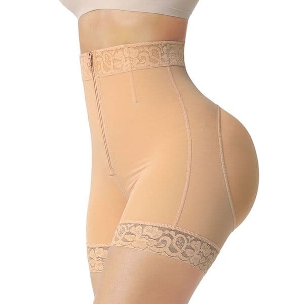 Women Shapewear Butt Lifter High Waisted Tummy Control Shorts with Hook Zippler Closure Waist Cincher Body Sculpting Slimming Pants