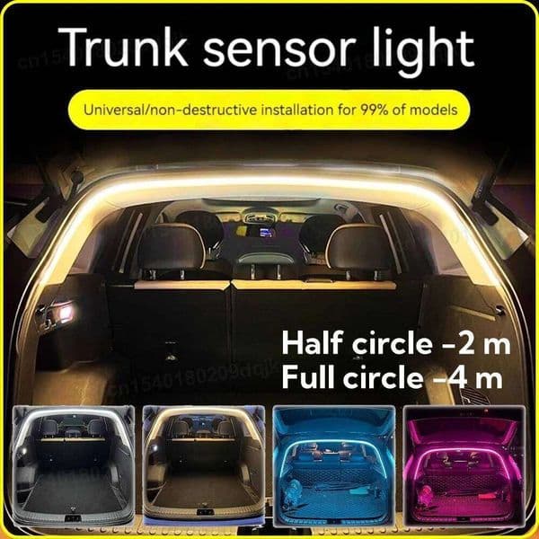 Car Trunk Dynamic Flowing 200/400cm Automatic On/Off Scanning Lamp Flexible Waterproof Light Strip Hidden Instal 26Y0314