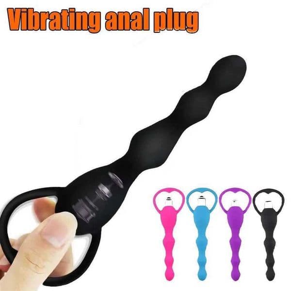 Vibrating Anal Plug for Men - Soft Silicone Prostate Massage Toy with Anal Beads Adult Sex Products for Couples Ha99