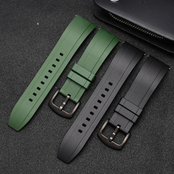 Quality Fluoro Rubber Watch Strap 18mm 19mm 20mm 21mm 22mm 24mm Sport Watchband Black Green Wristband With Quick Release Band 260312