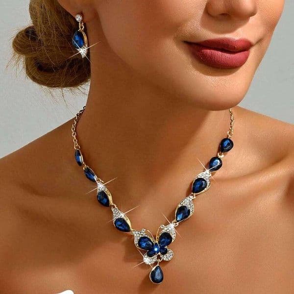 Ladies' Design Butterfly Necklace Earrings Jewelry Set Suitable for Wedding, Party, Festival Gifts Z260313