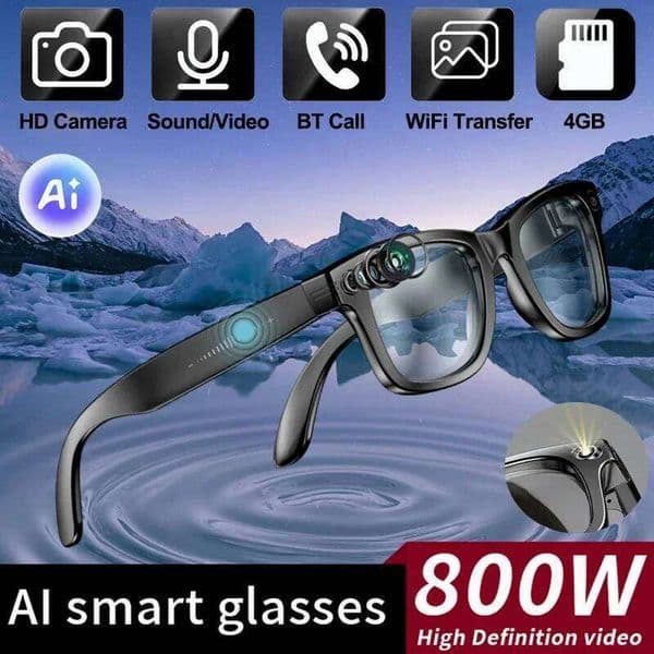 2025 AI Camera Bluetooth Glasses Call Music Play Video Audio Record Noise Reduction Headset Touch Smart Sunglasses