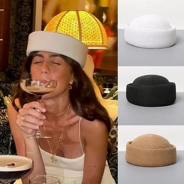 Straw Pillbox Hat Summer Beret Sun Hats Japanese Retro Weeding Fedora Hostess Fashion Millinery Fascinator Painter 260309