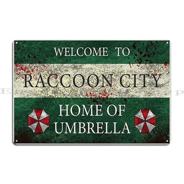 HD Metal Tin Sign Vintage Resident Evil Raccoon City Wall Decor Retro Umbrella Corporation Sign for Home Bar Man Cave Game Room C2605141