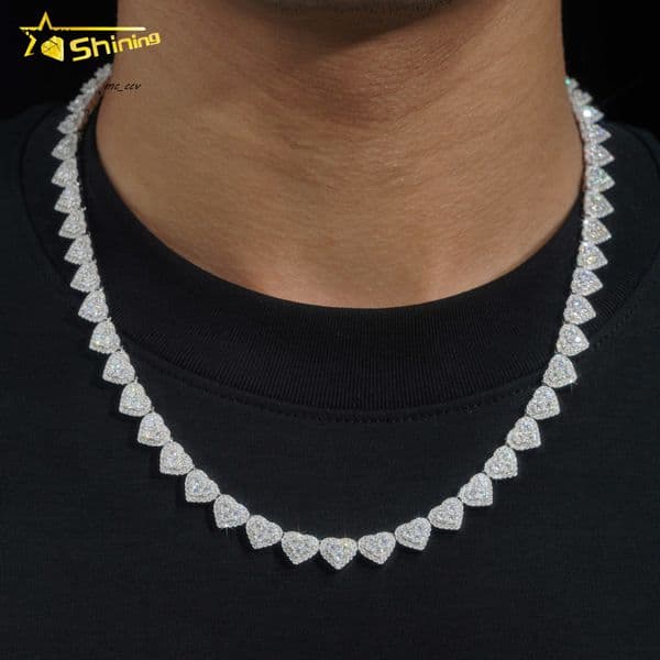 Hot Sale Heart Shape Iced Out Bracelet S925 Gold Plated VVS-FL Moissanite Fashion Chain Necklace