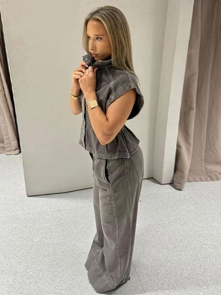 Casual Waistcoat Pants Women Set Short Sleeve Waist-cinching Veat Straight Pant Female Sets 2026 Spring Summer Lady Trouser Suit 260311