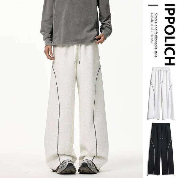 Autumn Sweatpants Trousers Men Y2K Side Striped High Street Wide Leg Straight Spring Casual Unisex Male Sport Pants 26W0314