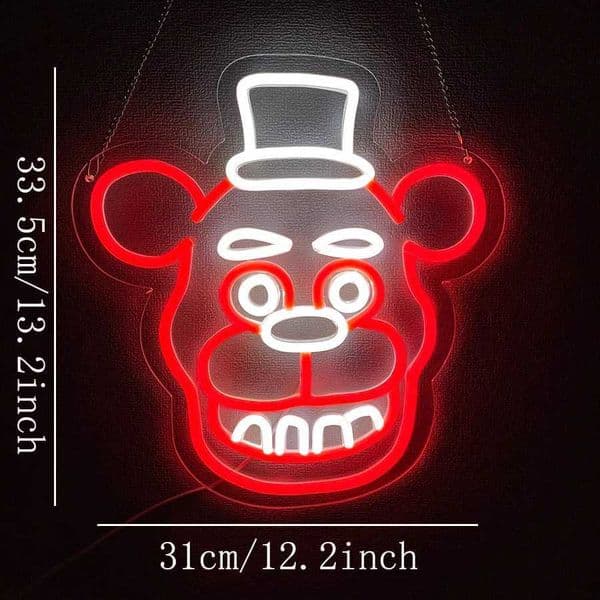 Cute Five Nights Bear Neon Sign Anime Neon Light for Wall Decor Bedroom Children's Room Birthday Festival Decor USB Powered C260602
