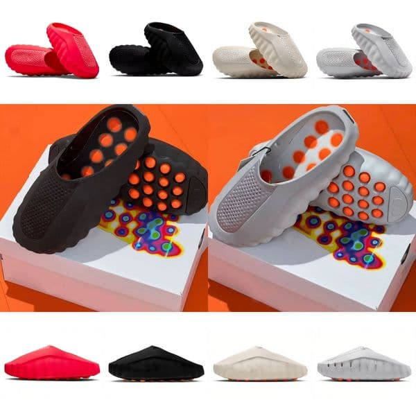 Designer Mind 001 Slippers Mind001 Slides Tech Soft Rubber Comfortable Sandals Mules Clog Black Solar Red Light Smoke Grey Bone Lady Summer Flip Flops Scuffs Shoes