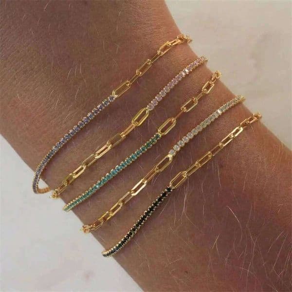 Vintage 18K Gold Plated Stainless Steel Colorful Rhinestone Bracelet for Women Fashion Party Jewelry Gift Z260313