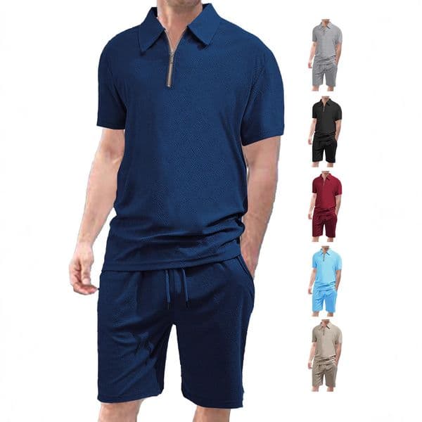 European And American Summer Lapel Shortsleeve Shorts Polo Designer T-shirt Twopiece Set Towel Designer Hoodie Jacquard Men's Casual Sports Suit