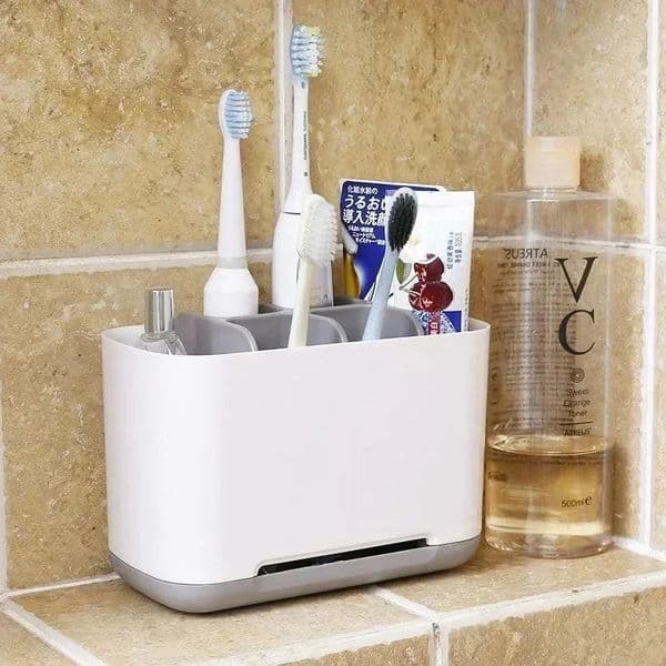 Electric Toothbrush Makeup Brush Holder Toothpaste Storage Case Large Capacity Detachable Portable with Drain Hole Rack 260312