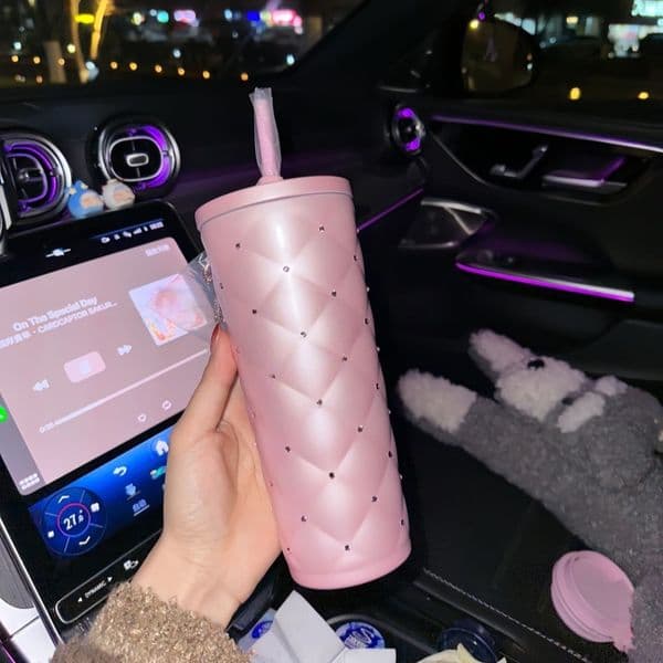 Xingba Same Style Cup 2026 Snowy Wonderland Romantic Diamond Set Cooling Cup Straw Stainless Steel Accompanying Cup 500ML with Logo