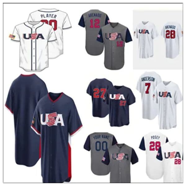 2026USATeam Baseball Jersey JUDGESKENESSCHWARBERKERSHAWWITT JR. CROWARMSTRONGSKUBAL WBC shirt men