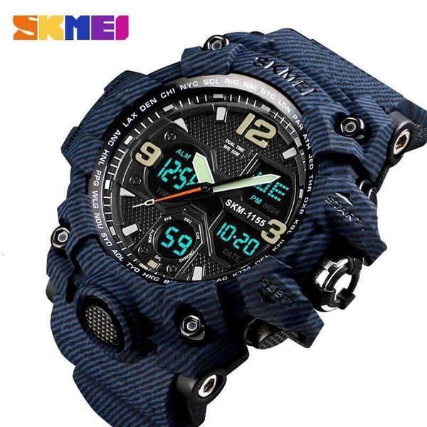 SKMEI Luxury Denim Style Sports Watches Men Fashion Digital Quartz Waterproof Casual Military Wrist Watch Clock Relogio