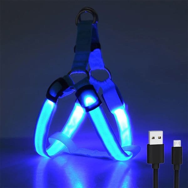 Adjustable LED Dog Harness Usb Rechargeable Flashing Night Safety No Pull Collars Harness For Small Medium Dogs Pets Arnes Perro 260227