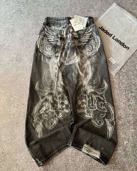 Y2K American New Hole Oversized Washed Old Casual Jeans Men Punk Fashion Vintage Hip Hop High Waist Wide Leg Pants 26H0314