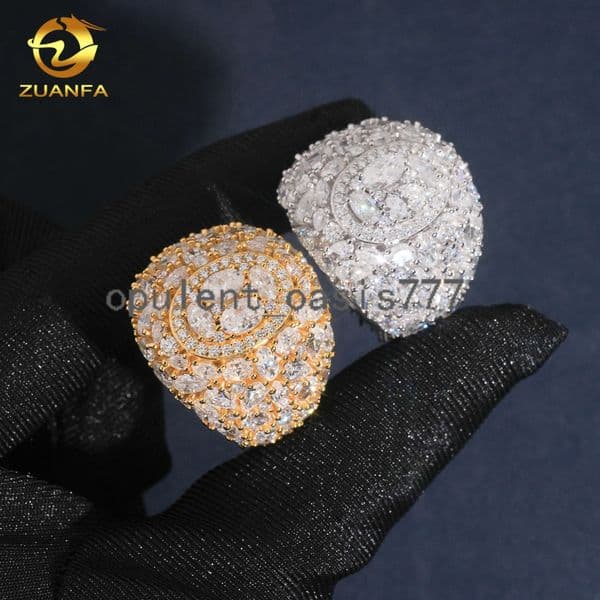 New Arrivals Bulk Stock Fashion Fully Iced Out Hip Hop OvalMarquisePear Vvs Moissanite Diamond 925 Sterling Silver Man Ring