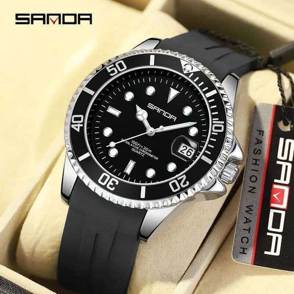 SANDA Hot Sell Quatrz Watch Sport Mens Watches Top Brand Luxury Waterproof Silicone Quartz Clock Men Relogio Masculino