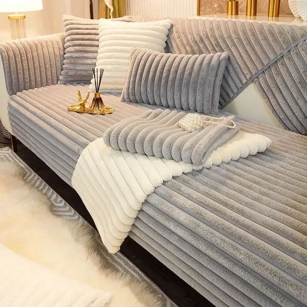 Super Soft Rabbit Plush Quilted Sofa Towel Winter Warm Thick Couch Cover Lshaped Sectional Antislip 260312