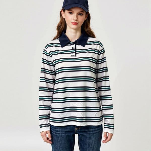 Polo European And American Fashion Striped Longsleeve Designer T-shirt Polo Shirt Designer Hoodie Autumn Vintage Pullover Top Women's Clothing