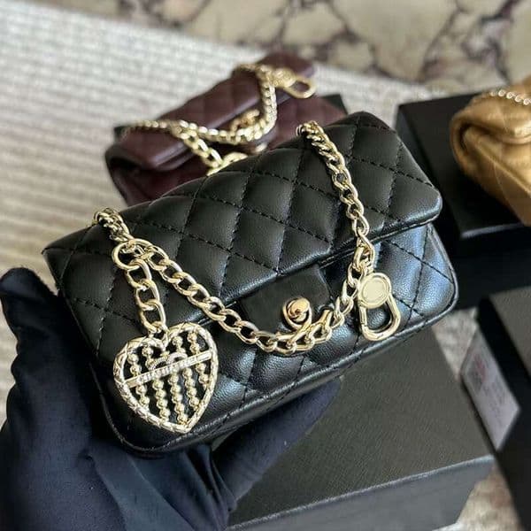 Designer Handbags Evening Bags Mini Pendant Bag Party Cute Chain Clutch Fashion Luxury 25A Pearl Pearl-heart Burgundy Wristlet Coin Purses 12cm