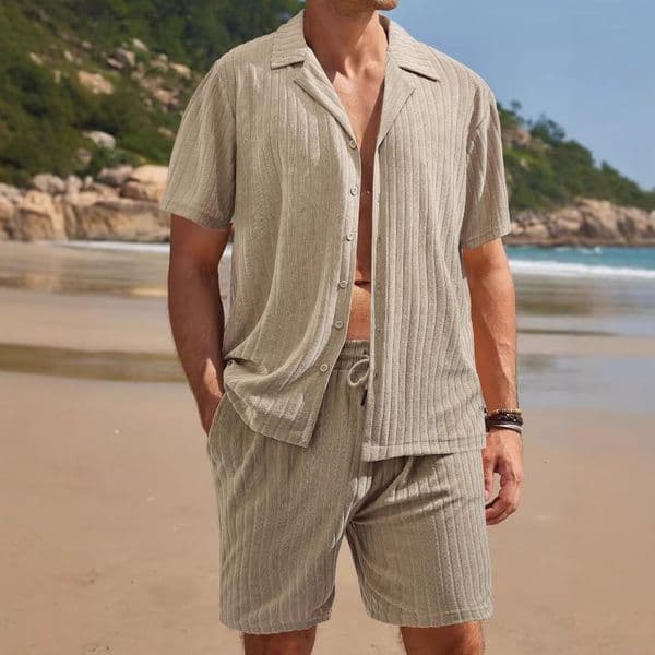 American Designer Hoodie Style Casual Vacation Beach Shorts Designer T-shirt Summer Men's Cardigan Short Sleeve Polo Shorts Set Loungewear