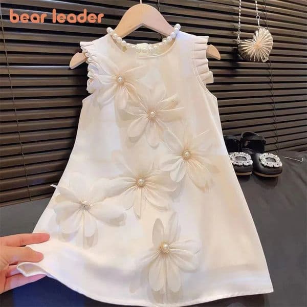 Bear Leader 2-7 Years Summer 3D Flower Vest Dress Girls Princess Dresses Baby Kids Clothing Wedding Party Elegent Clothes 260312