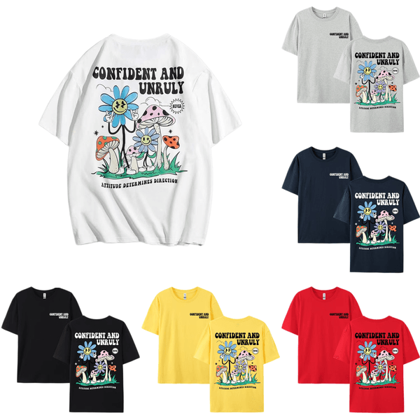 26SS New Confident And Unruly Attitude Determines Direction Men Cotton Shirt Street Loose T Shirts Summer Breathable Short Sleeve Size S-3XL