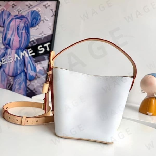 2026 Monogram Genuine Leather Bucket Bag, Large Capacity Shoulder Crossbody Women's Purse, New Water Bucket Style, Casual Everyday Chic Bag-2