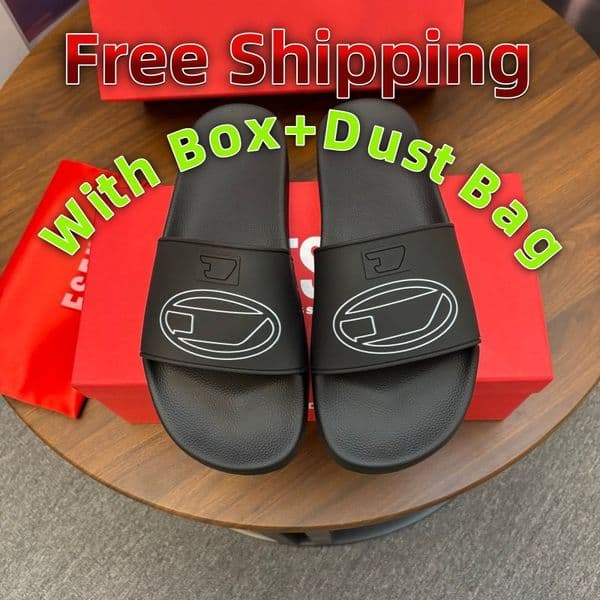 Free Shipping With Box 2026 Designer Fashion Men Slides Women Hot Slipper Sliders Sandals Slippers Unisex Pool Beach Flip Flops Size 38-46