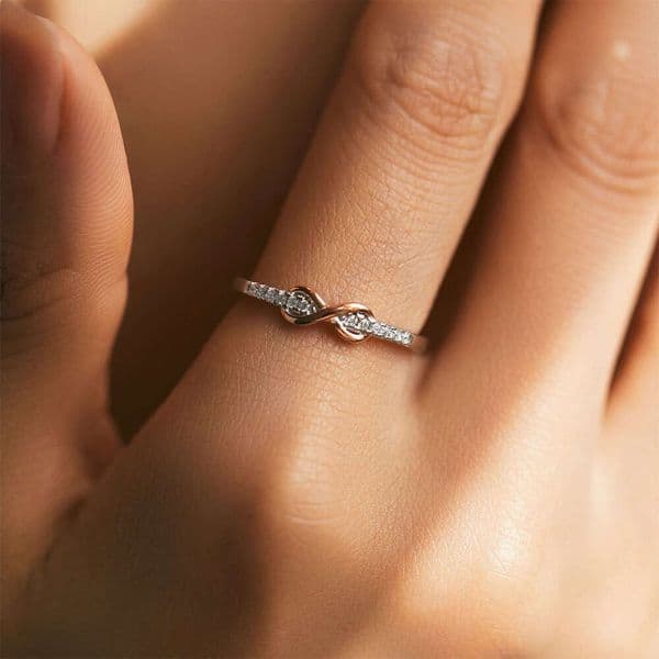 2026 Hot Ring Designer for Women Ribbon Diamond Pink Fashionable Elegant Open Adjustable Forever Together Ring