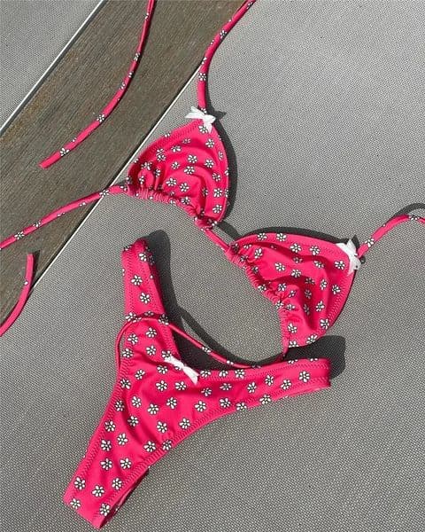 Flowers Printed Halter High Leg Cut Bikini Female Swimsuit Women Swimwear Twopieces set Bather Bathing Suit Swim 260312BJ