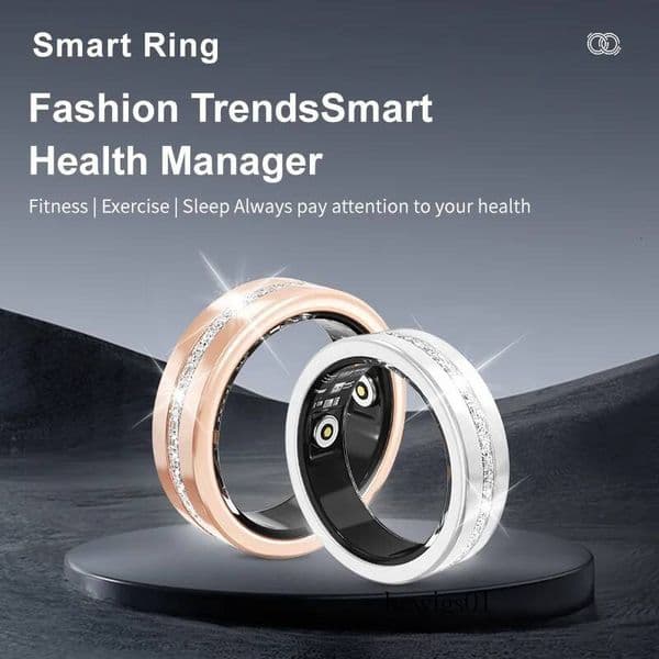 Smart Diamond Fitness Ring for Women Heart Rate Sleep Monitoring IP68 Waterproof Sports Pedometer Health Tracker Fashion
