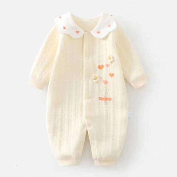 w1338 Christmas Girl Clothes Winter Autumn Quilted Warm Long Sleeve Baby Romper Floral Cute First Birthday Infant Jumpsuits