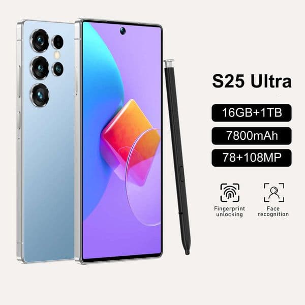 S25 Ultra cross-border smart foreign trade phone with 4G network, perforated design, 7.3inch octa-core Android 10.1, 3+64GB