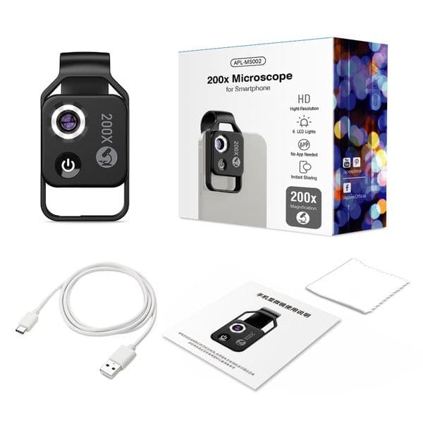 200x HD Children's Educational Toy Biological Science Experiment Kit with CPL Portable Microscope Lens