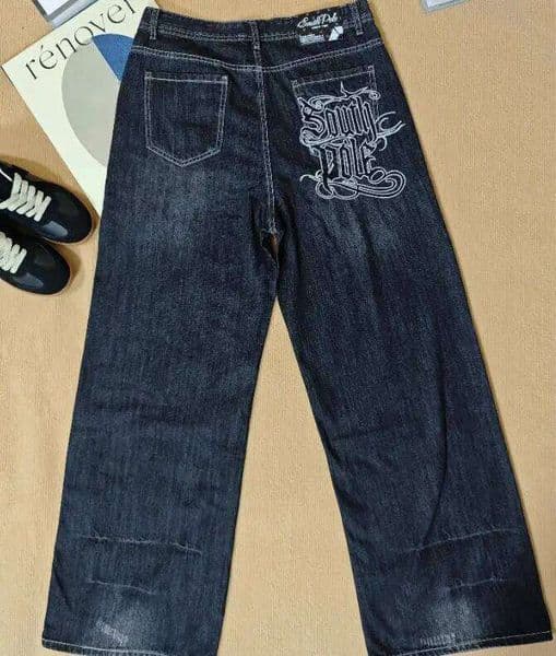 Y2K American New Pattern Embroidery Men Baggy Jeans High Street Vintage Hip Hop Fashion Casual Joker Couple Wide-leg Pants 26W0316