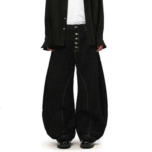 Solid Color Wide-Leg Jeans American Retro Fashion Trend Street Hip-Hop Loose Breathable Casual Niche New Men's Bottoms 26W0316