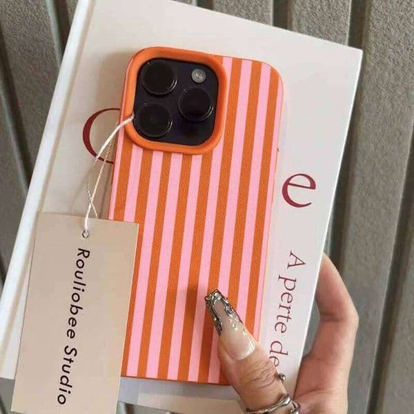 Simple Striped Lines Imitation Leather Phone Case for iPhone 17 Air 16 E 15 14 Plus 13 12 11 Pro XS Max Silicone Soft Cover 26L0316