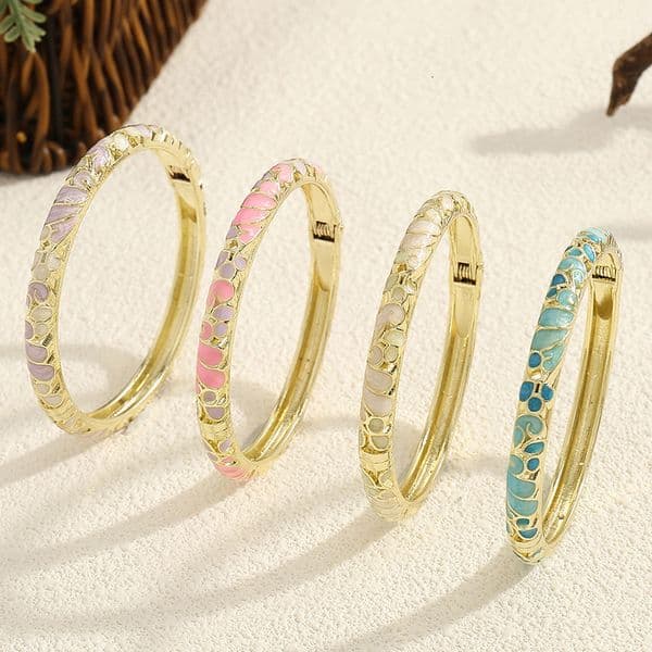 Chinese Style Antique Bracelet Ethnic Retro Geometric Enamel Colored Drip Oil Cloisonne Bracelet